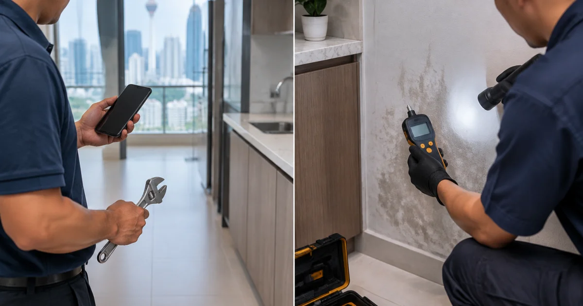 Plumbing leak assessment approaches in Kuala Lumpur: quick quote versus diagnosis-first inspection.